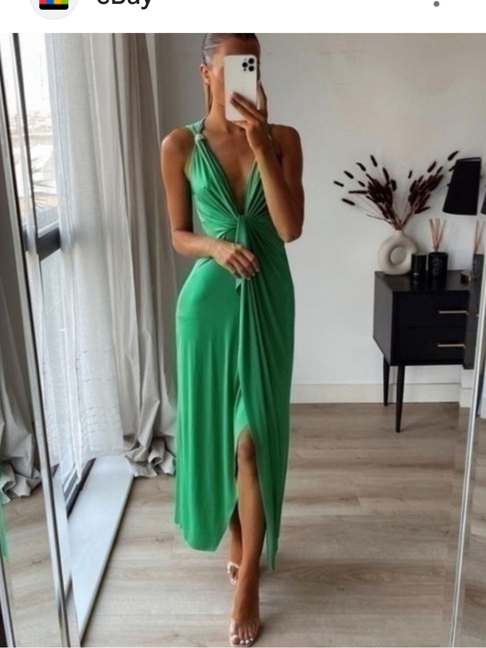 Zara Emerald Halter Knot Midi Dress